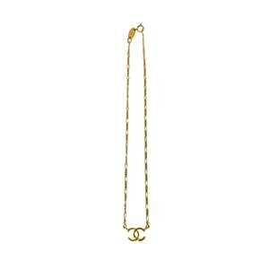 CHANEL Authentic Gold Logo Necklace